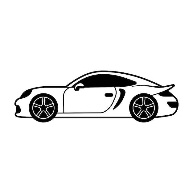 icono de coche deportivo vectorial negro sobre fondo blanco