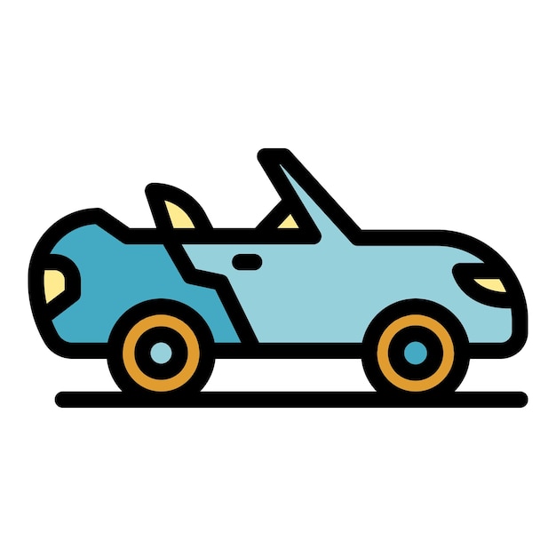 El icono del coche descapotable Contorno del icono vectorial del coche decapotable Color plano aislado