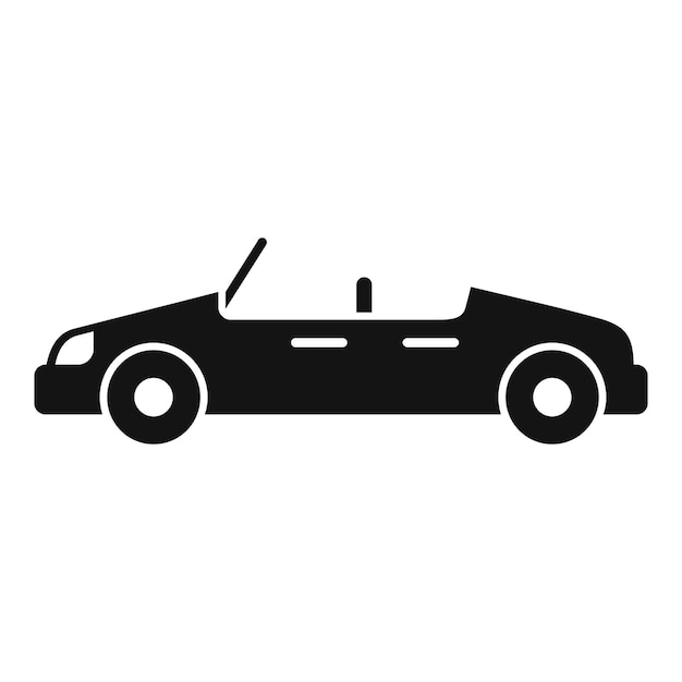 Icono de coche descapotable negro que muestra el techo abierto