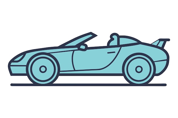Icono de coche de dibujos animados Roadster azul azul y negro con contornos de automóviles deportivos Supercar Clip Art Vector