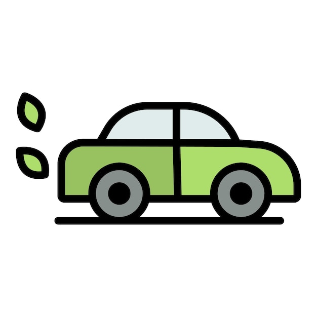 Icono de coche ecológico Contorno de coche ecológic Icono vectorial de color plano aislado