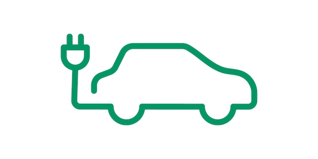 Icono de coche eléctrico Diseño de vector de cable de automóvil eléctrico