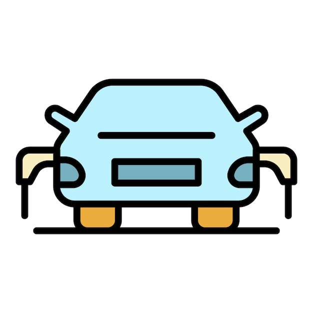 Vector icono de coche eléctrico de doble carga contorno de icono vectorial de coche eléctrica de doble carga color plano aislado