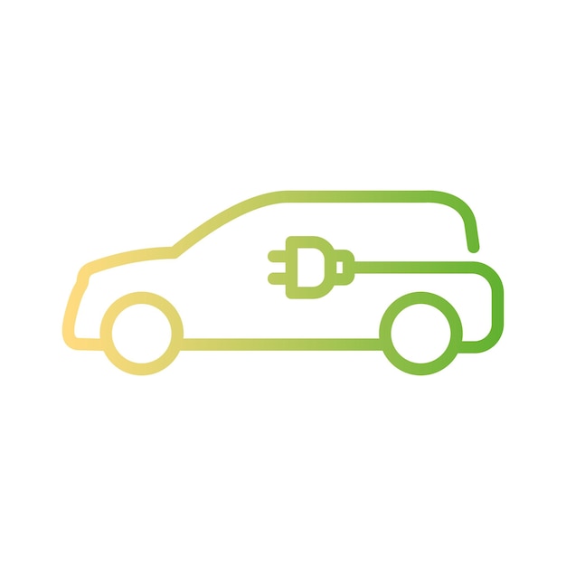 Icono de coche eléctrico Pictograma de vehículo híbrido Coche eléctrico de línea