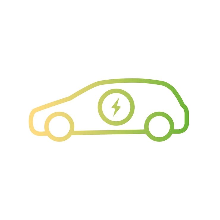 Vector icono de coche eléctrico pictograma de vehículo híbrido línea de coche eléctrico