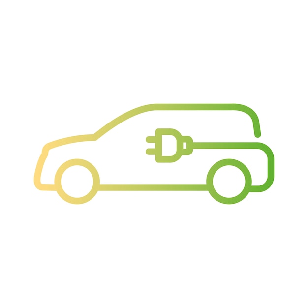 Icono de coche eléctrico Pictograma de vehículo híbrido Línea de coche eléctrico