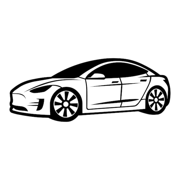 icono de coche eléctrico vectorial negro sobre fondo blanco