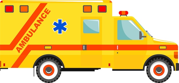 Vector icono de coche de emergencia de ambulancia en ilustración vectorial de estilo plano