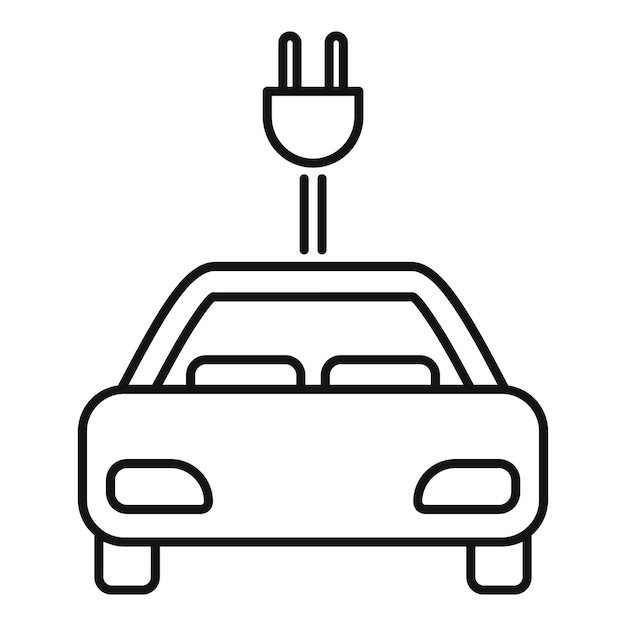 Icono de coche híbrido ecológico Contorno de icono de vector de coche híbrido ecológico para diseño web aislado sobre fondo blanco