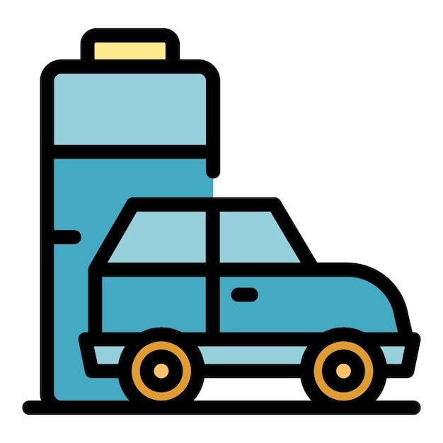 Icono de coche híbrido moderno Contorno de icono de vector de coche híbrido moderno color plano aislado