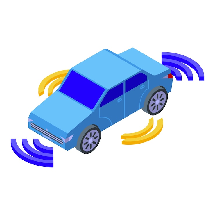 Vector icono de coche inteligente vector isométrico sensor de conducción control automático