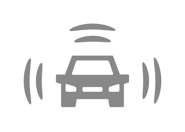 Icono de coche inteligente vectorial Automóvil de vehículo inteligente con símbolo wifi e ilustración de letrero en fondo blanco