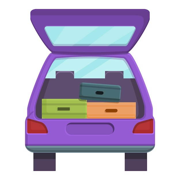 Vector icono de coche de maletero de viaje icono vectorial de coche de bolso de viaje para diseño web aislado sobre fondo blanco