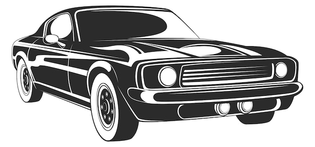 Vector icono del coche del músculo vehículo auto vintage negro