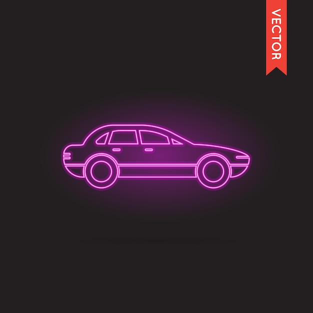 Icono de coche de neón vectorial