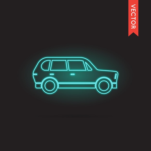 Icono de coche de neón vectorial