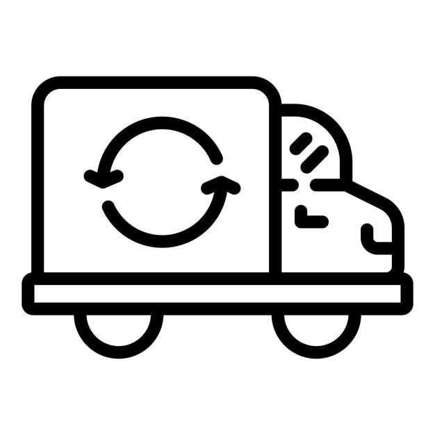 Icono de coche de paquete de devolución Contorno Icono de vector de coche de paquete de devolución para diseño web aislado sobre fondo blanco