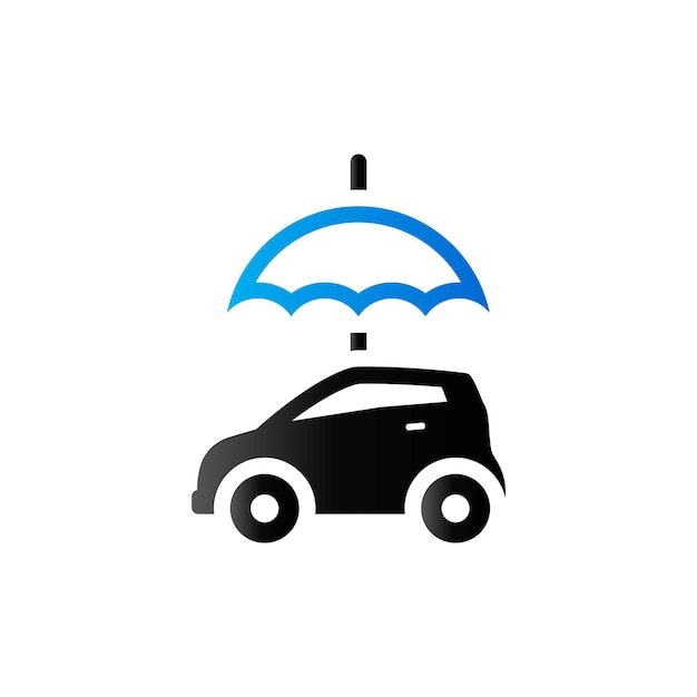 Icono de coche y paraguas en color de tono dúo Protección de seguros