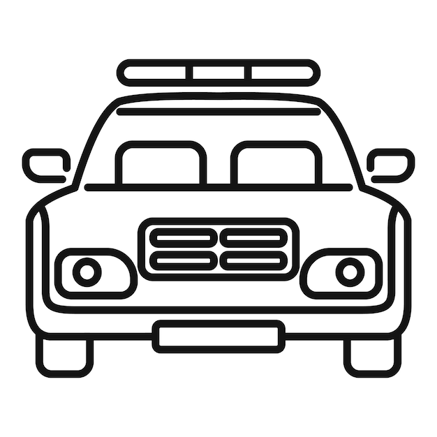 Icono de coche de policía Icono de vector de coche de policía de contorno para diseño web aislado sobre fondo blanco