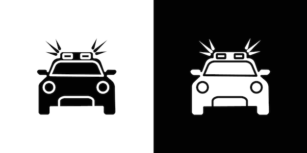 Icono de coche de policía parpadeante Vector plano aislado en el contorno