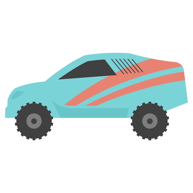 Vector icono de coche de rally en estilo de color plano