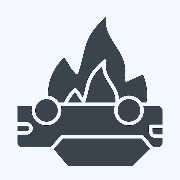 Icono del coche relacionado con el símbolo del bombero estilo glifo ilustración simple