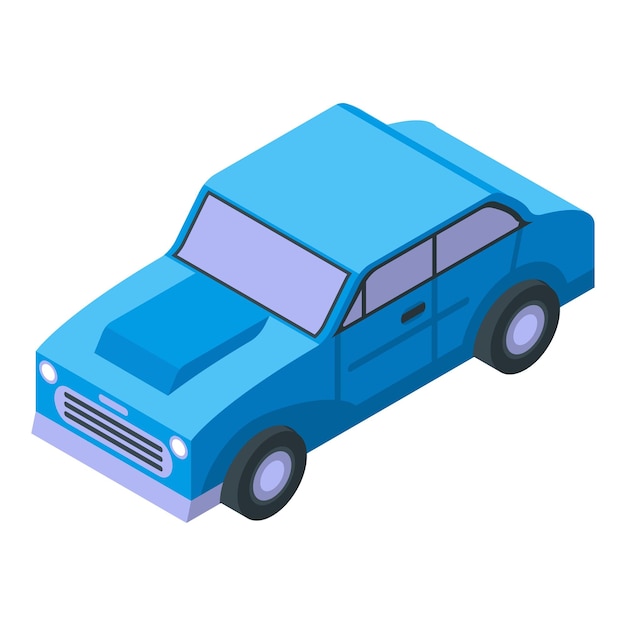 Vector icono de coche retro antiguo azul isométrico de icono de vector de coche retro antiguo azul para diseño web aislado sobre fondo blanco