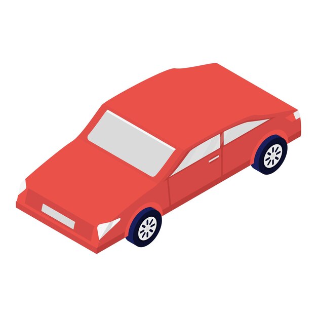 Vector icono de coche rojo isométrico del icono de vector de coche rojo para diseño web aislado sobre fondo blanco