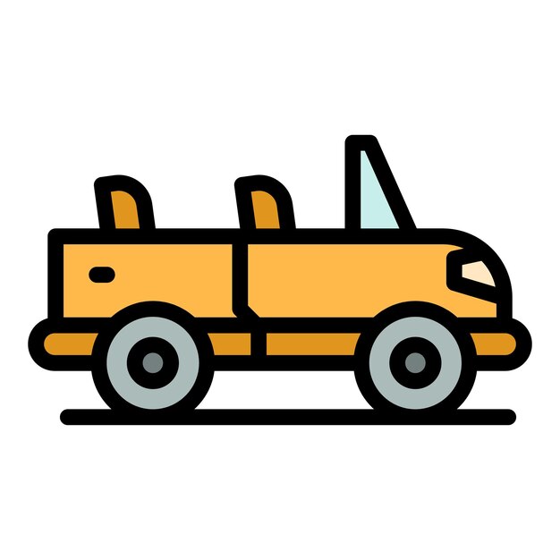 Icono de coche de safari turístico Contorno Icono de vector de coche de safari turístico para diseño web aislado en color plano de fondo blanco