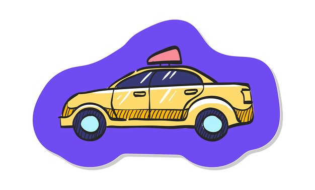 Icono de coche de seguridad dibujado a mano en la ilustración de vector de estilo de etiqueta