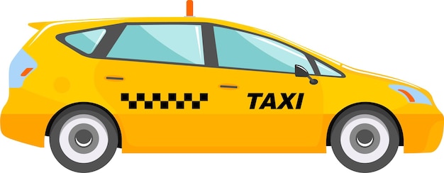 Icono de coche de taxi amarillo en ilustración vectorial de estilo plano