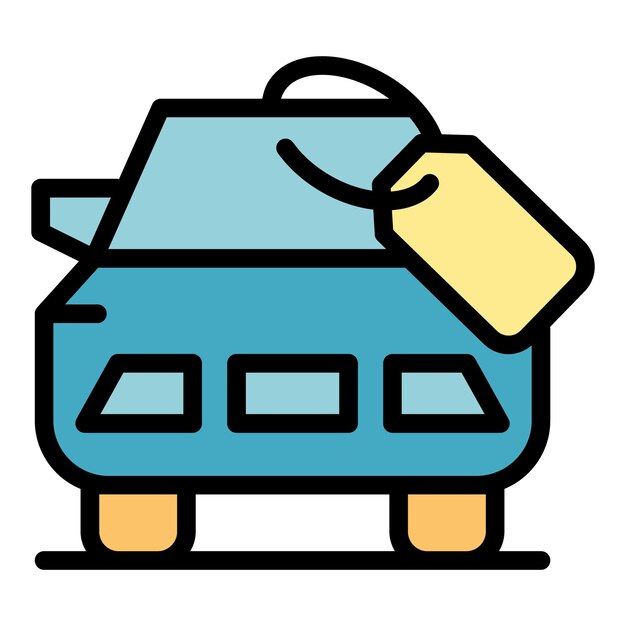 Icono de coche de venta Contorno Icono de vector de coche de venta para diseño web aislado en color plano de fondo blanco