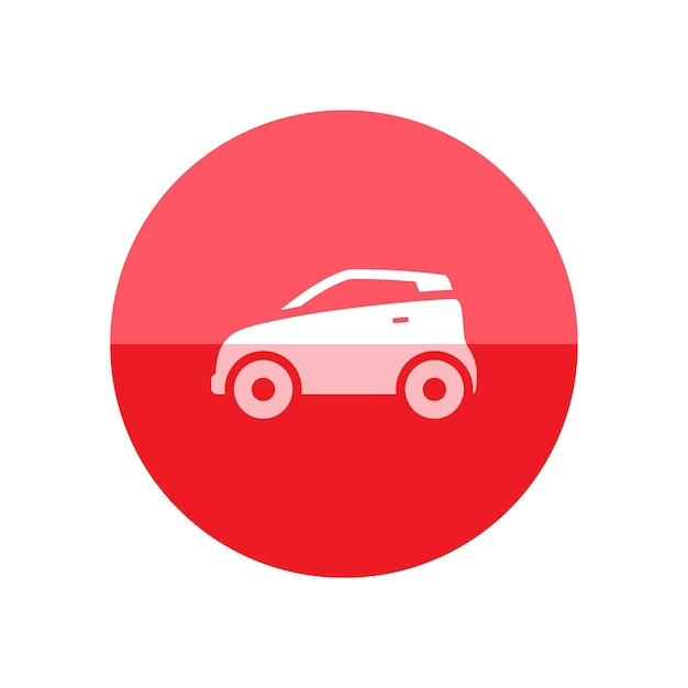 Icono de coche verde en estilo de círculo de color plano Vehículo eléctrico de bajas emisiones