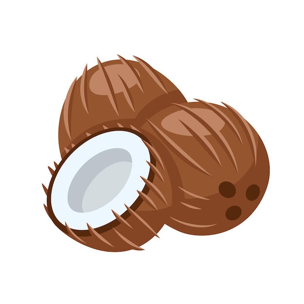 Icono de coco aislado en fondo blanco