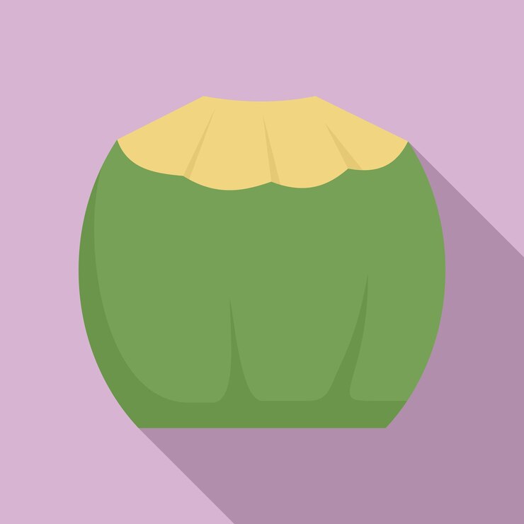 Vector icono de coco fresco ilustración plana del icono de vector de coco fresco para diseño web
