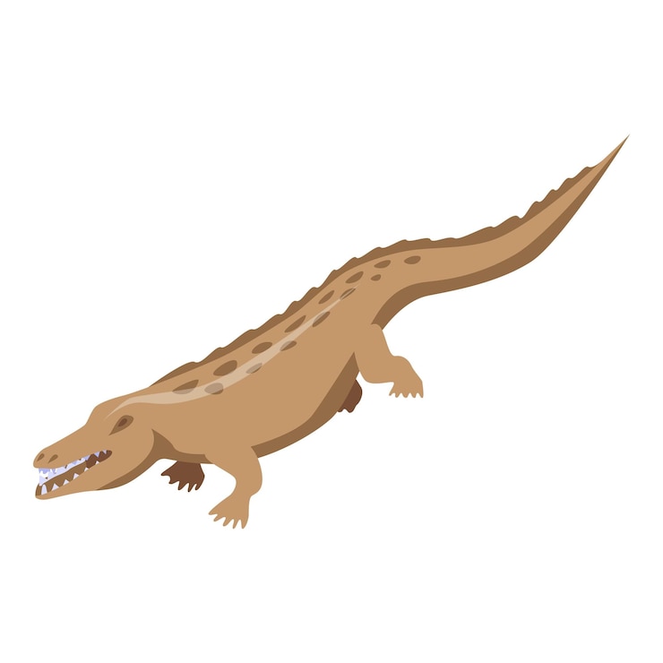 Vector icono de cocodrilo marrón isométrico de icono de vector de cocodrilo marrón para diseño web aislado sobre fondo blanco