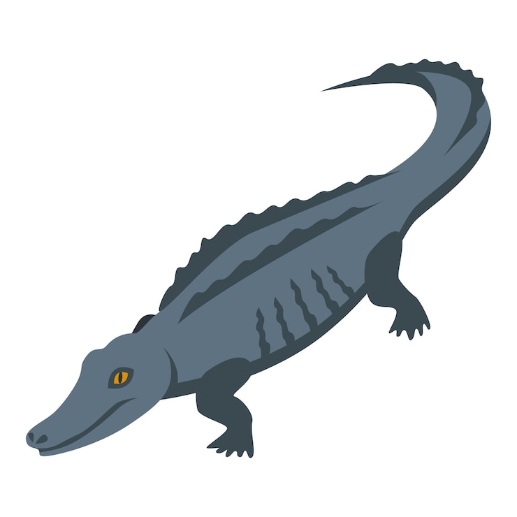 Vector icono de cocodrilo negro isométrico de icono de vector de cocodrilo negro para diseño web aislado sobre fondo blanco