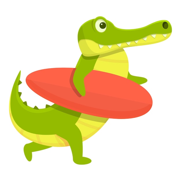 Icono de cocodrilo de surf Caricatura de icono vectorial de crocodilo de surf para el diseño web aislado en fondo blanco