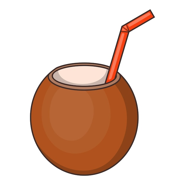 Icono de cóctel de coco Ilustración de dibujos animados de icono de vector de cóctel de coco para web
