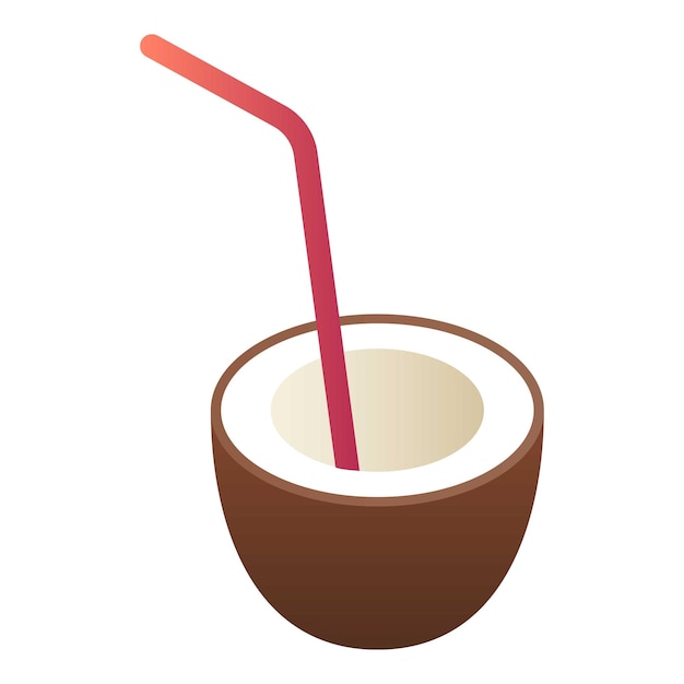 Icono de cóctel de coco Isométrico de icono vectorial de cóctels de coco para diseño web aislado en fondo blanco