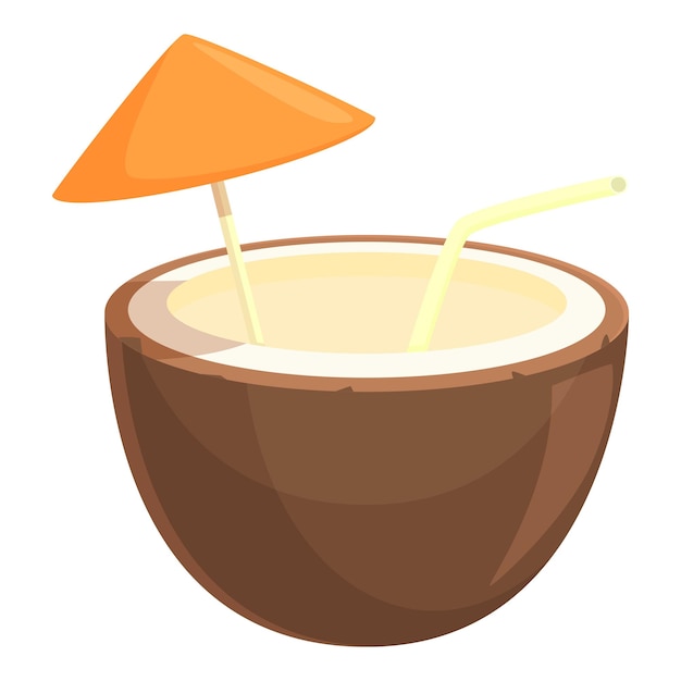Icono de cóctel de coco vector de dibujos animados turismo filipino playa de Bohol