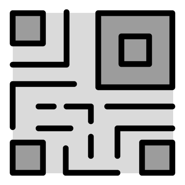 Icono de código de barras vector de contorno Código Qr Escanear etiqueta color plano