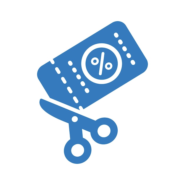 El icono del código de descuento del cupón Diseño de color azul