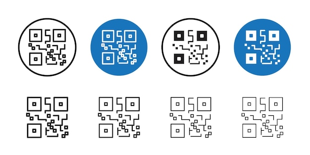 Icono de código Qr 2 Colección de arte de líneas delgadas