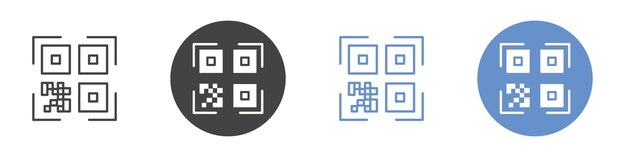 icono de código QR Arte plano en blanco y negro aislado