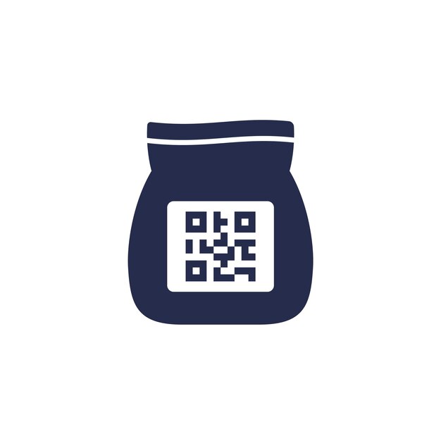 con el icono del código qr en la bolsa blanca