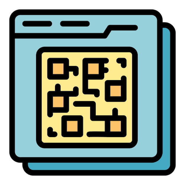 Icono de código QR Contorno de código QR Icono vectorial de color plano aislado