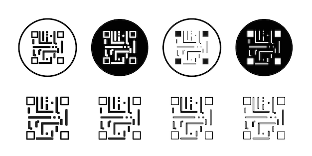 El icono de código Qr es un conjunto de logotipos vectoriales de línea negra.