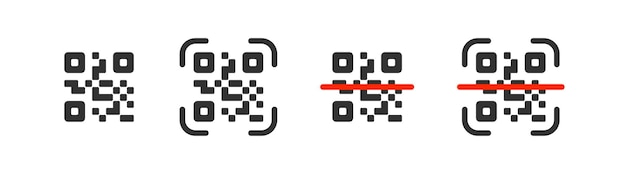 icono de código QR información digital escaneada por teléfono tecnología de códigos de barras etiquetas de identificación