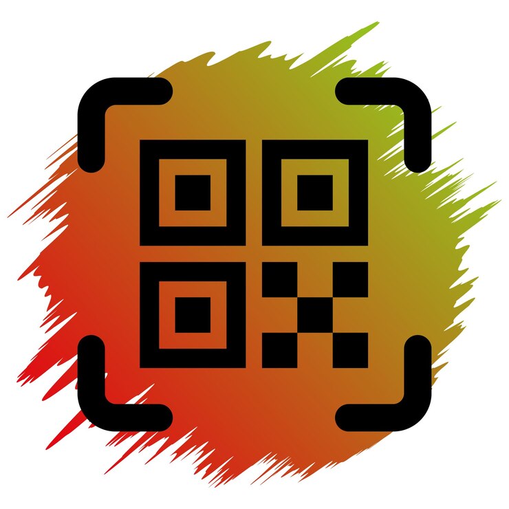 Ícono de código QR minimalista con fondo de gradiente rojo y verde